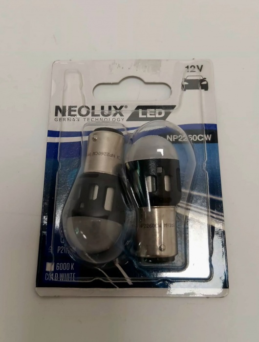 Blistr 2x žárovka LED 12V BAY15d P21/5W čirá NEOLUX