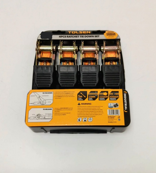 popruh upevňovací s ráčnou - 450 kg 5m -sada 4 ks