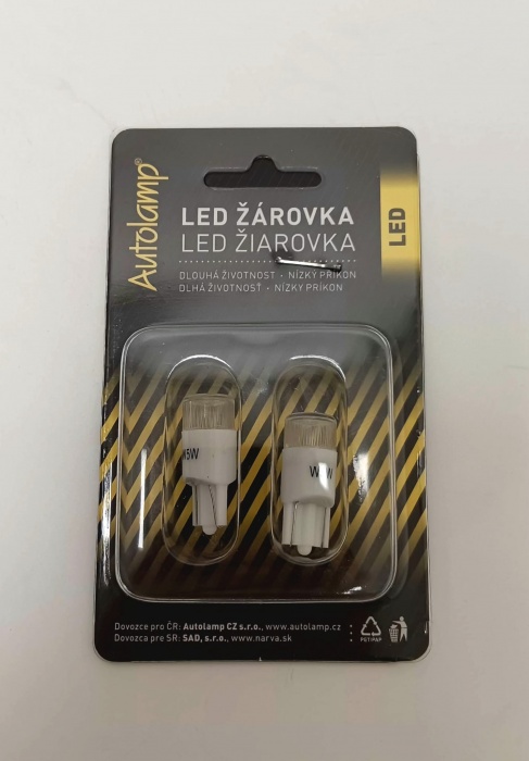 Blistr 2x žárovka LED 12V 5W W2,1x9,5d - čirá rozptilová