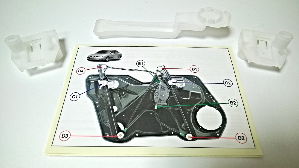 díl vodící stahování okna sada - FAB